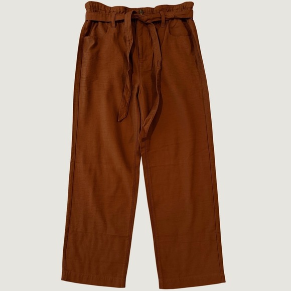 J.Crew Pants - J.Crew Rust Brown Cotton Twill Paperbag Full-Length Pants Women's 8 Belted